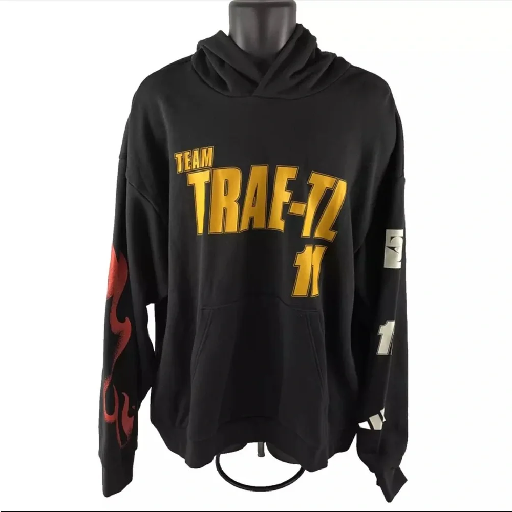New Mens Adidas Team Trae Young Basketball NBA Hoodie Sweatshirt Sz XL Black NWT